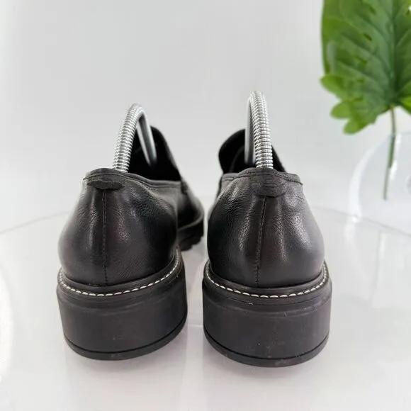 Bernardo Studio Womens Caleb Penny Loafers Block Heel Black Leather Size 11