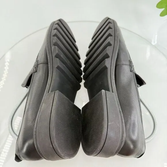Bernardo Studio Womens Caleb Penny Loafers Block Heel Black Leather Size 11