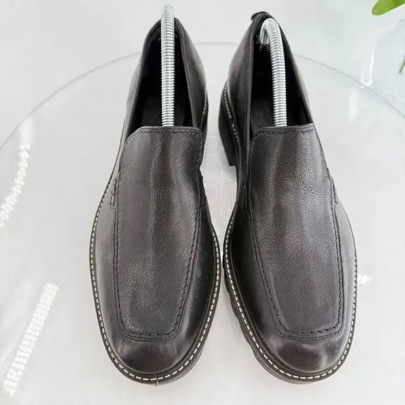 Bernardo Studio Womens Caleb Penny Loafers Block Heel Black Leather Size 11