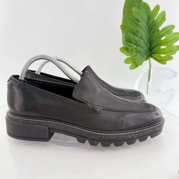 Bernardo Studio Womens Caleb Penny Loafers Block Heel Black Leather Size 11