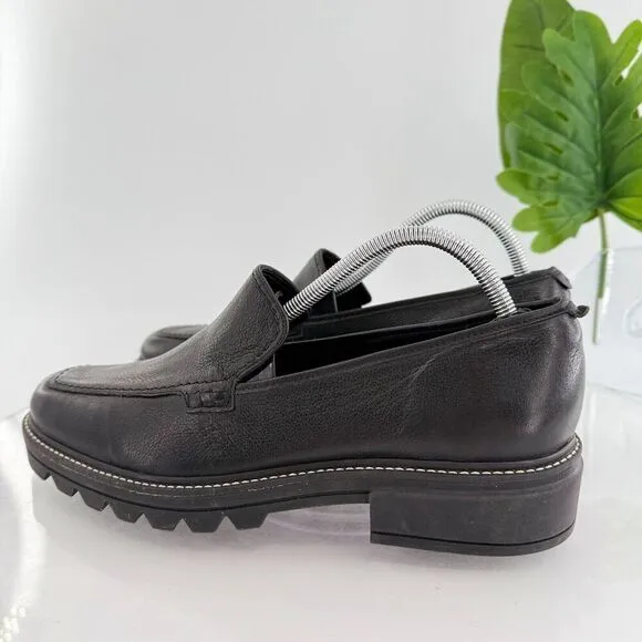 Bernardo Studio Womens Caleb Penny Loafers Block Heel Black Leather Size 11