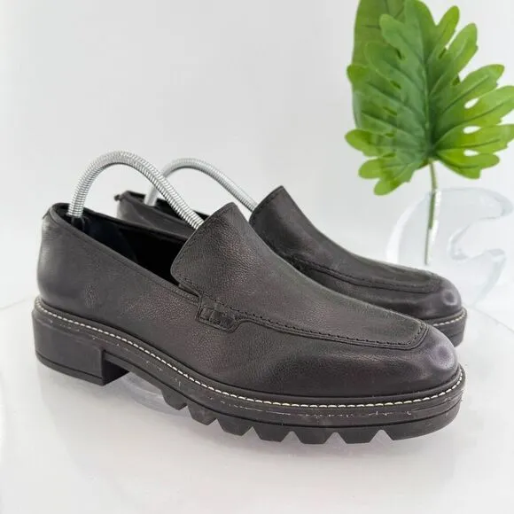 Bernardo Studio Womens Caleb Penny Loafers Block Heel Black Leather Size 11