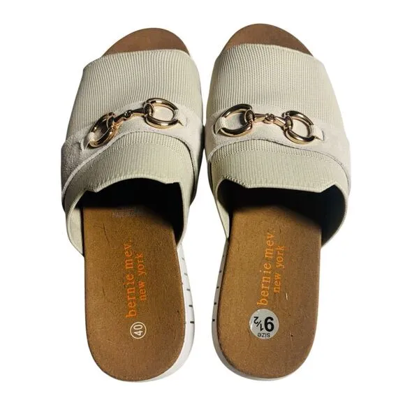 Bernie Mev. Monaco Sporty Tan Slide Sandals Open Toe Casual Shoe Size 9.5 EU 40