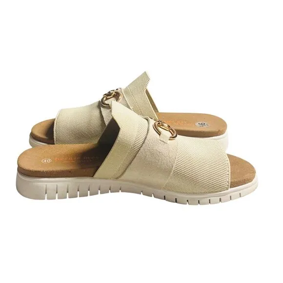Bernie Mev. Monaco Sporty Tan Slide Sandals Open Toe Casual Shoe Size 9.5 EU 40