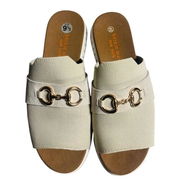 Bernie Mev. Monaco Sporty Tan Slide Sandals Open Toe Casual Shoe Size 9.5 EU 40