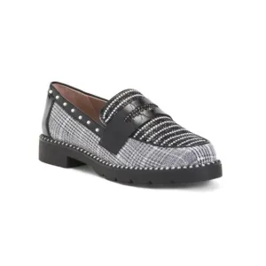 BETSEY JOHNSON White/Black Plaid Darian Loafers