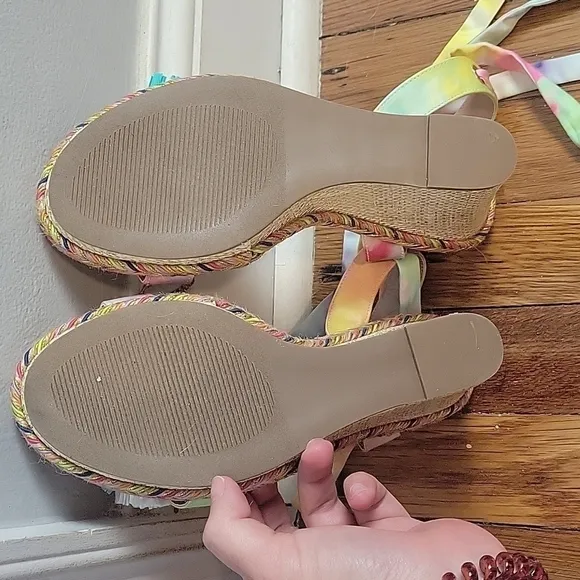 Betsey Johnson Womens Izzi Multi Open Toe Embellished Wedge Sandals-Size 8.5