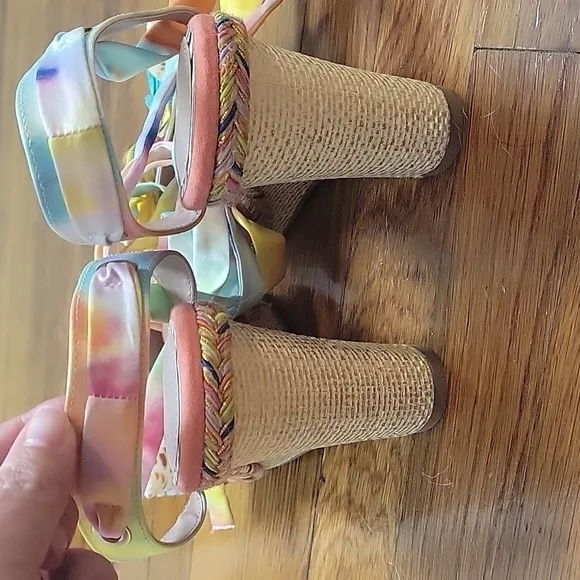 Betsey Johnson Womens Izzi Multi Open Toe Embellished Wedge Sandals-Size 8.5