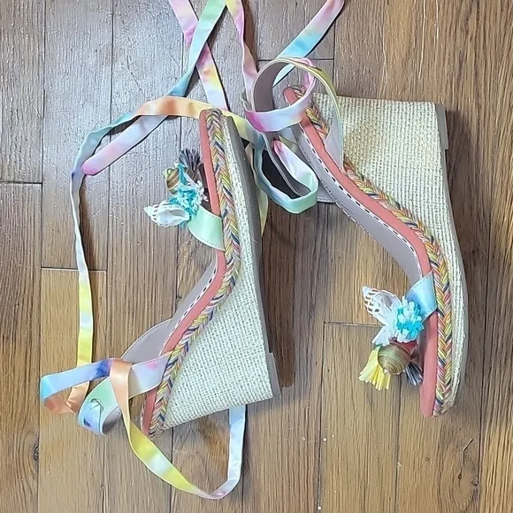 Betsey Johnson Womens Izzi Multi Open Toe Embellished Wedge Sandals-Size 8.5