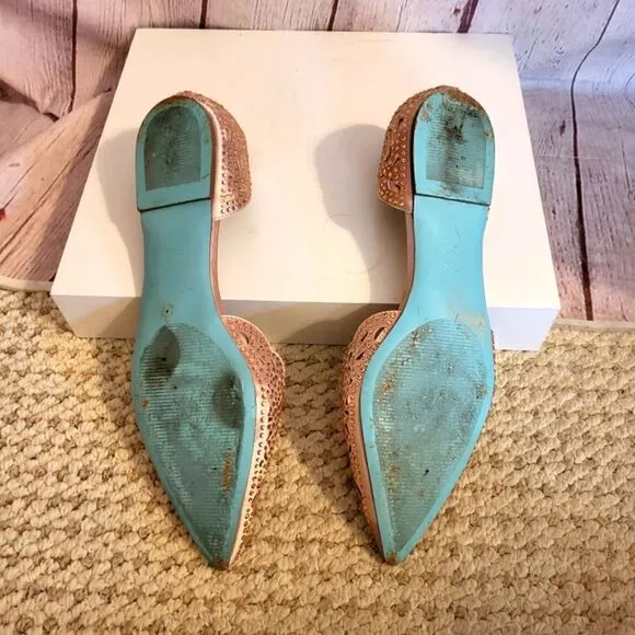 Betsey Johnson &quot;Lucy&quot; Blush Pink Peau de Soie w/Rhinestone Cutout Flats 8.5M