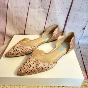 Betsey Johnson &quot;Lucy&quot; Blush Pink Peau de Soie w/Rhinestone Cutout Flats 8.5M