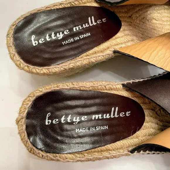 Bettye Muller Brown Leather Wrap Strap Espadrilles