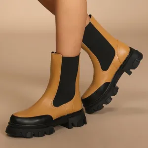 billini Yuna Desert Platform Slip-On Mid-Calf Boots