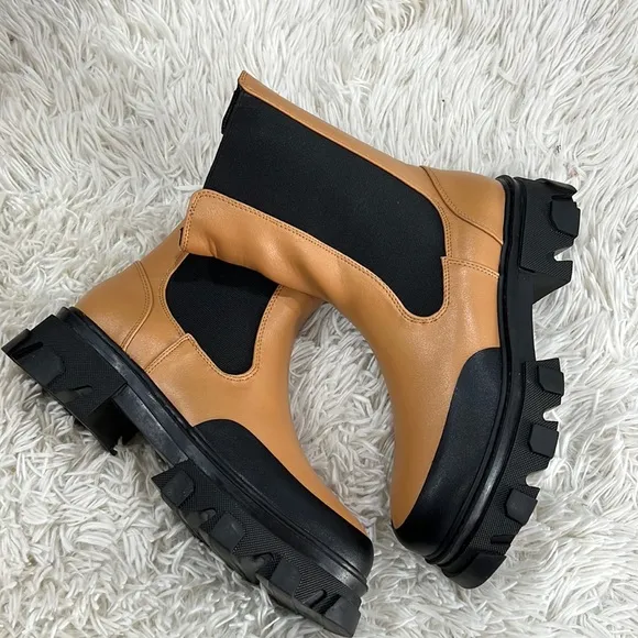 billini Yuna Desert Platform Slip-On Mid-Calf Boots