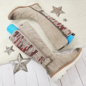 Bionica Dawkins tall boots sweater knit waterproof taupe gray leather size 7