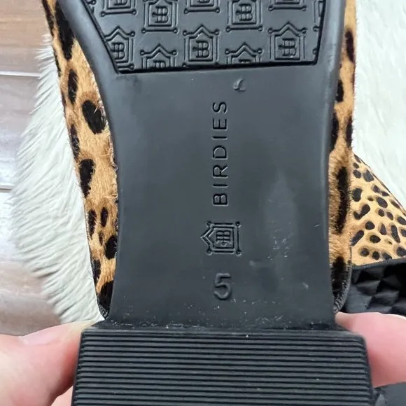Birdies Size 5 Leopard Cheetah Calf‎ Hair Phoebe Slides Sandals Shoe