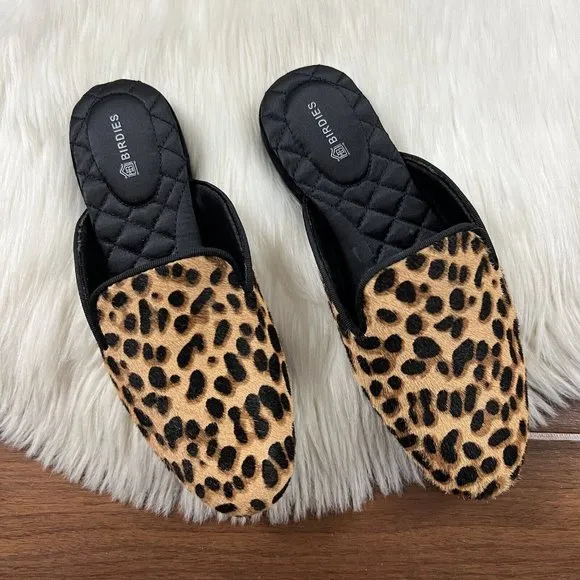 Birdies Size 5 Leopard Cheetah Calf‎ Hair Phoebe Slides Sandals Shoe