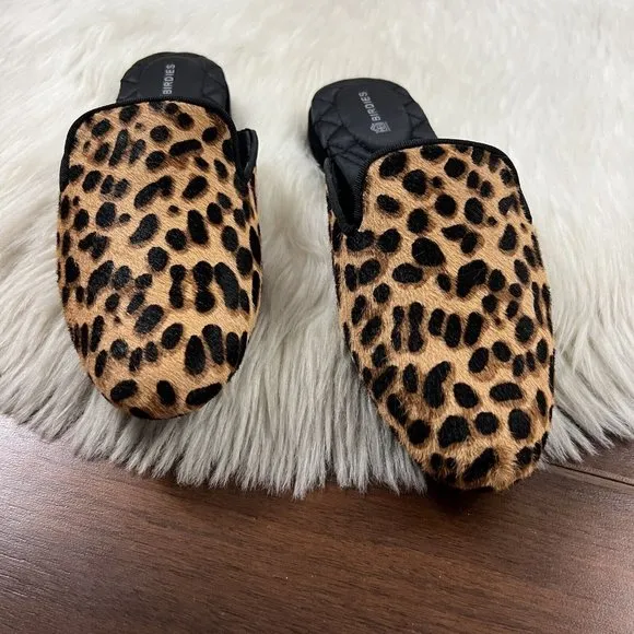 Birdies Size 5 Leopard Cheetah Calf‎ Hair Phoebe Slides Sandals Shoe