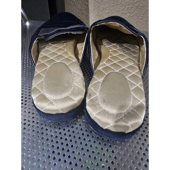 Birdies The Phoebe Velvet Mule Slides In Navy Sz 8.5 Penny Loafer Leather Shoes