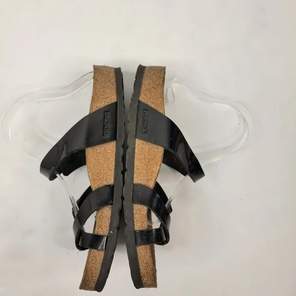 Birkenstock 39/8 Mayari Sandals Birko Flor Pattern Leather Black