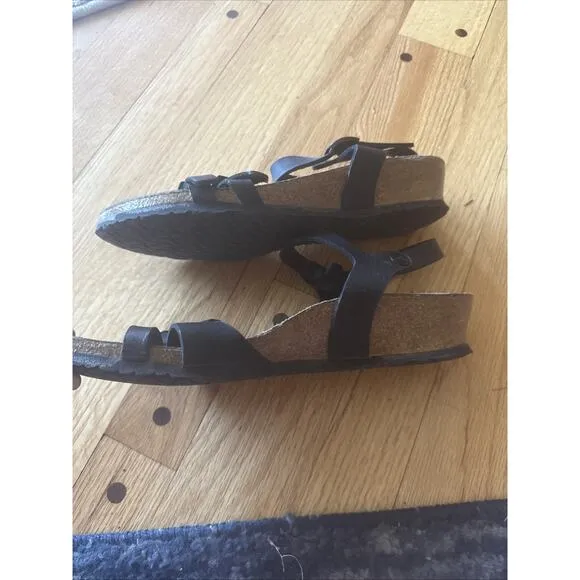 Birkenstock 40 / US 9.5 Womens Papillio Lana Strap Sandals Black Leather Wedge