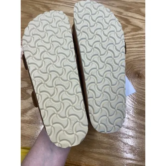 Birkenstock Arizona Birkibuc Stone Slide Sandals Women's 6 Narrow Brown S72