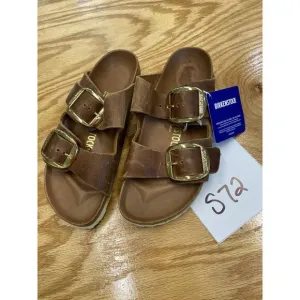 Birkenstock Arizona Birkibuc Stone Slide Sandals Women's 6 Narrow Brown S72