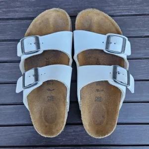 Birkenstock Arizona Kids Birko-Flor White Slip On Sandals Size 32 Youth 1 - 1.5
