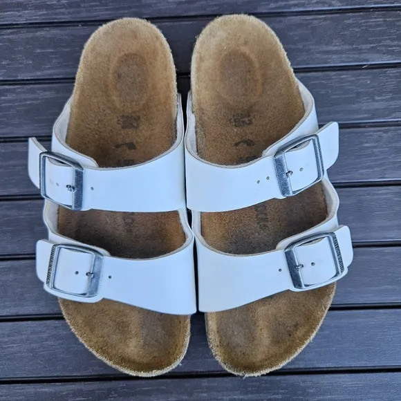 Birkenstock Arizona Kids Birko-Flor White Slip On Sandals Size 32 Youth 1 - 1.5