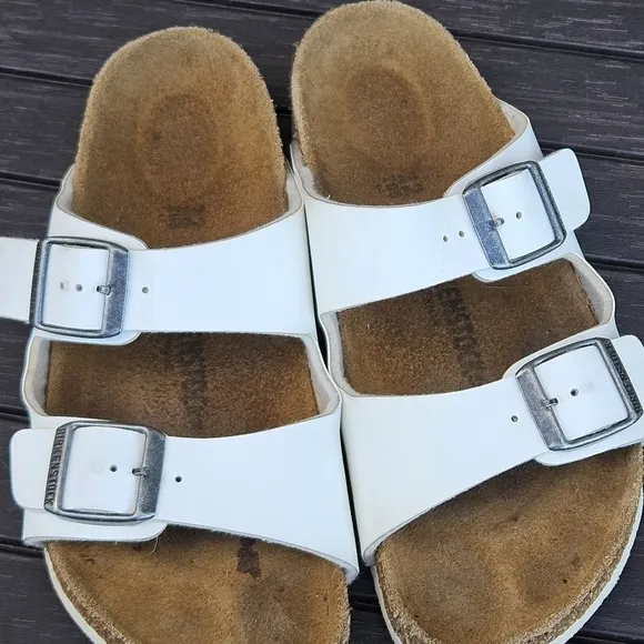 Birkenstock Arizona Kids Birko-Flor White Slip On Sandals Size 32 Youth 1 - 1.5