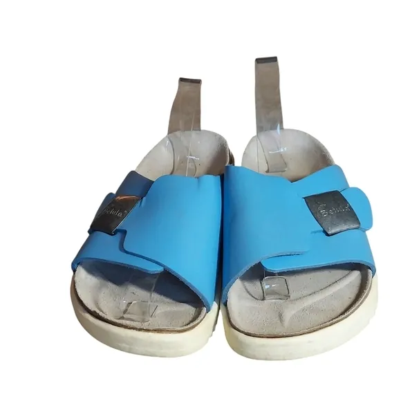 Birkenstock Betula Bright Blue Leather Buckle Strap Accent Sandals Women's