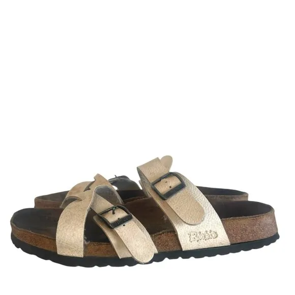 BIRKENSTOCK BIRKIS Calais Sandals 41 10 Cross Strap Slide Birko Flor Ivory White