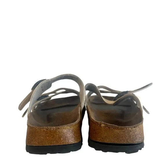BIRKENSTOCK BIRKIS Calais Sandals 41 10 Cross Strap Slide Birko Flor Ivory White