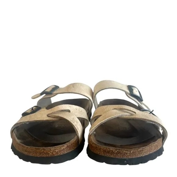 BIRKENSTOCK BIRKIS Calais Sandals 41 10 Cross Strap Slide Birko Flor Ivory White
