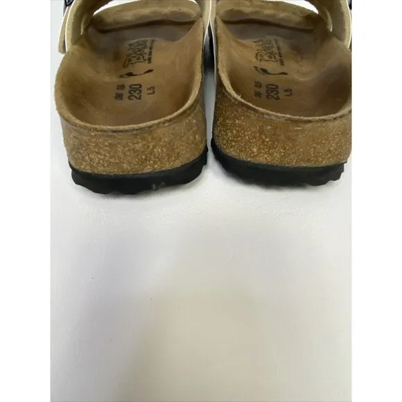 Birkenstock Birki’s Santosa Black Peace Signs Cross Strap Sandals US 5.5-6 EU 36