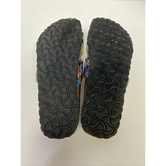 Birkenstock Birki’s Santosa Black Peace Signs Cross Strap Sandals US 5.5-6 EU 36