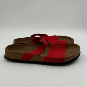 Birkenstock Birki’s Women’s 40 9 Red Elastic Strap Cork Footbed Sandals