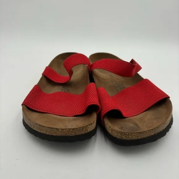 Birkenstock Birki’s Women’s 40 9 Red Elastic Strap Cork Footbed Sandals