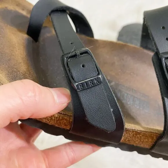Birkenstock Black Faux Leather Mayari Sandals Made in Germany Women's Size EU 38