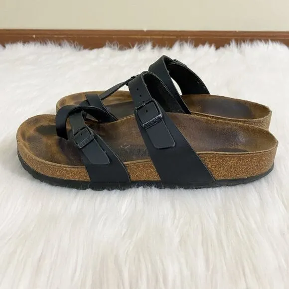 Birkenstock Black Faux Leather Mayari Sandals Made in Germany Women's Size EU 38