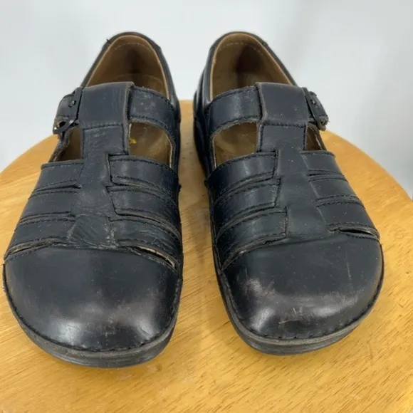 Birkenstock Black leather Laufsohle Alsa-Schaum sandals/loafers Unisex M6 W8