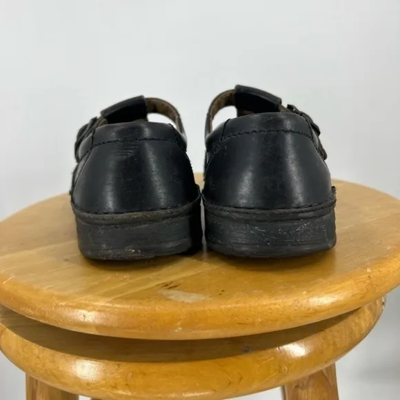 Birkenstock Black leather Laufsohle Alsa-Schaum sandals/loafers Unisex M6 W8