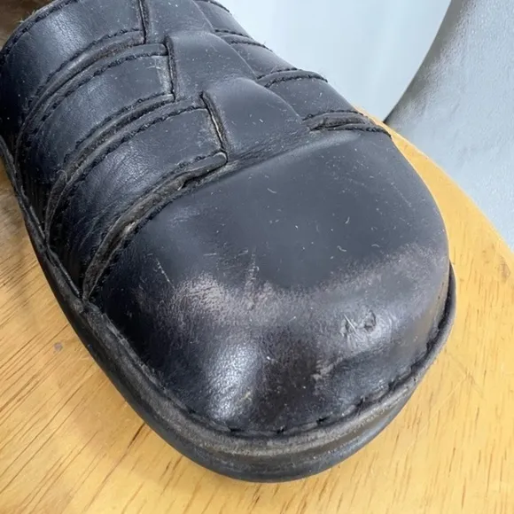 Birkenstock Black leather Laufsohle Alsa-Schaum sandals/loafers Unisex M6 W8