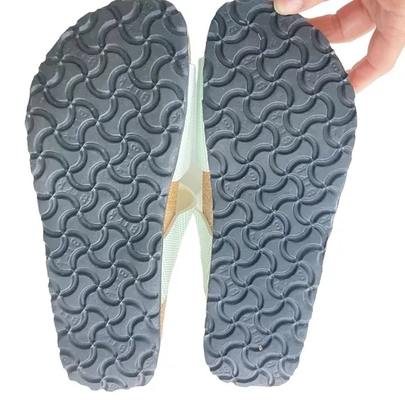 Birkenstock Mint Green/White Striped Double Strap Ssndals