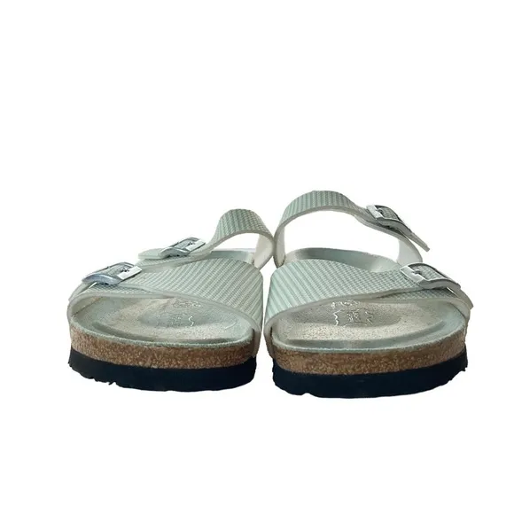 Birkenstock Mint Green/White Striped Double Strap Ssndals