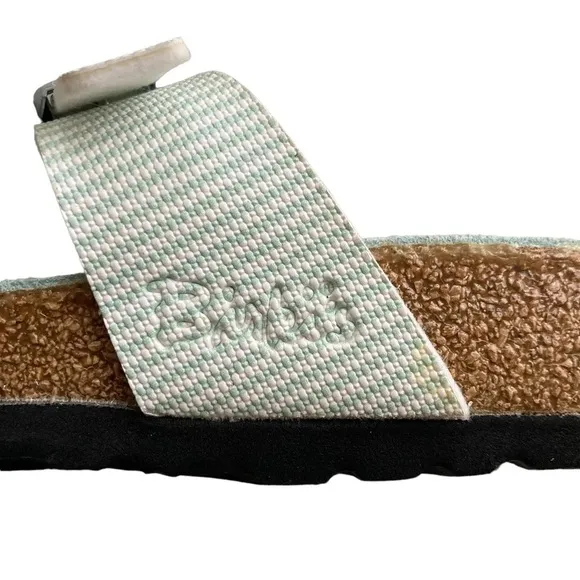 Birkenstock Mint Green/White Striped Double Strap Ssndals