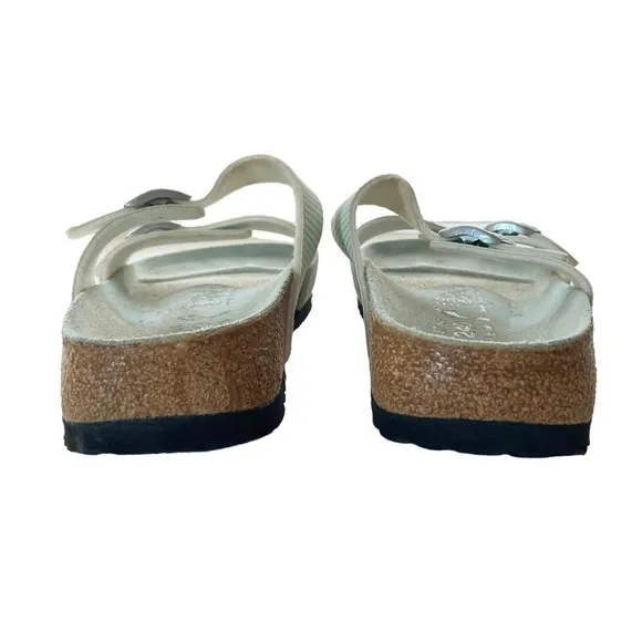Birkenstock Mint Green/White Striped Double Strap Ssndals