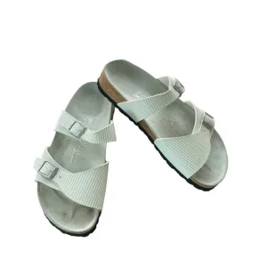Birkenstock Mint Green/White Striped Double Strap Ssndals