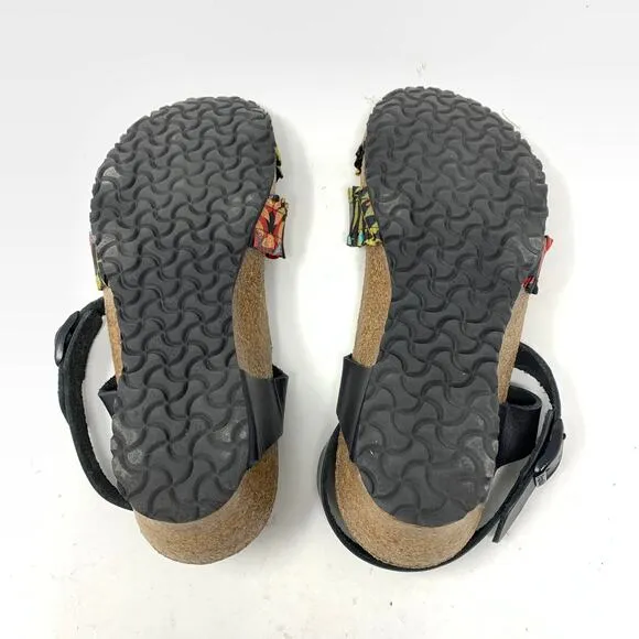 Birkenstock Papillio Women's Sz 38 US 7 Wedge Sandals Ankle Straps Floral Ruffle
