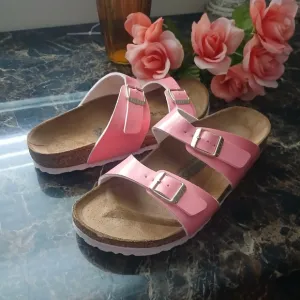 Birkenstock Patent Leather 'Yao Pink 'Arizona Birken Sandals Size 39 EU Narrow